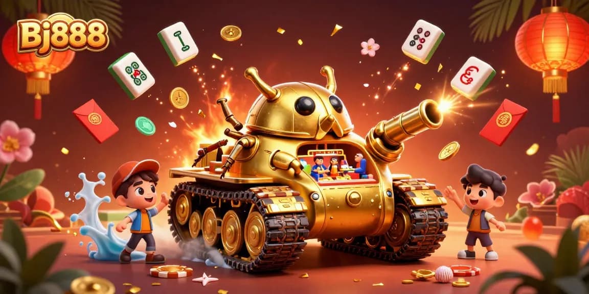 Bj888 delights gamblers with a vibrant 3D casino scene filled with excitement and fortune.