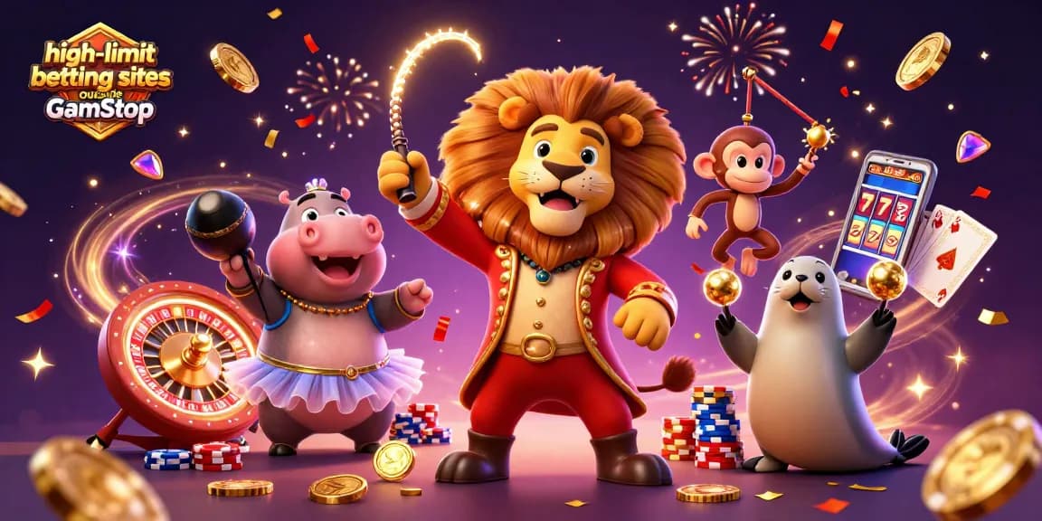 Experience the thrill of high-limit betting sites outside GamStop with vibrant casino action and unique characters.