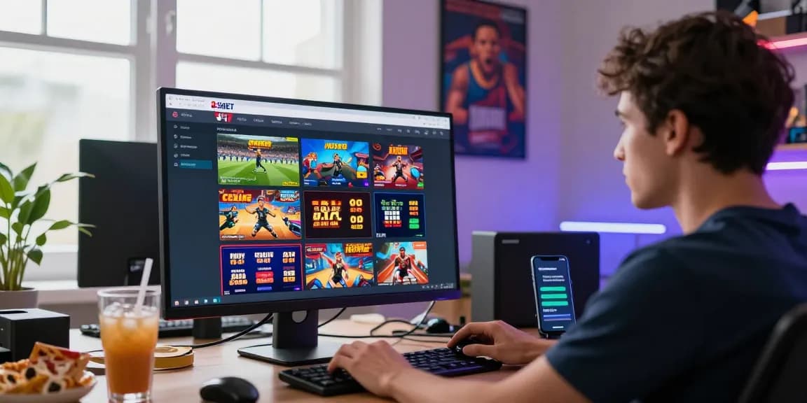 Engaged user placing bets on https://shbet.cruises/ from stylish home office, showcasing excitement and technology in online gaming.