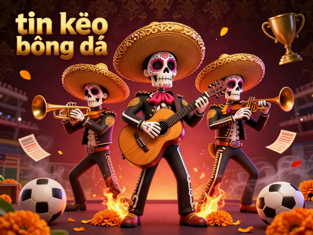 Experience the thrill of tin kèo bóng đá with a colorful mariachi band amid vibrant sports betting elements.