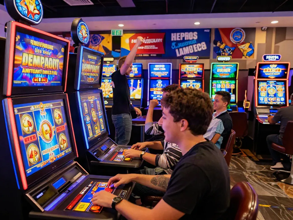 Exciting gaming experience at an online casino not on gamstop with diverse players enjoying slots and table games.