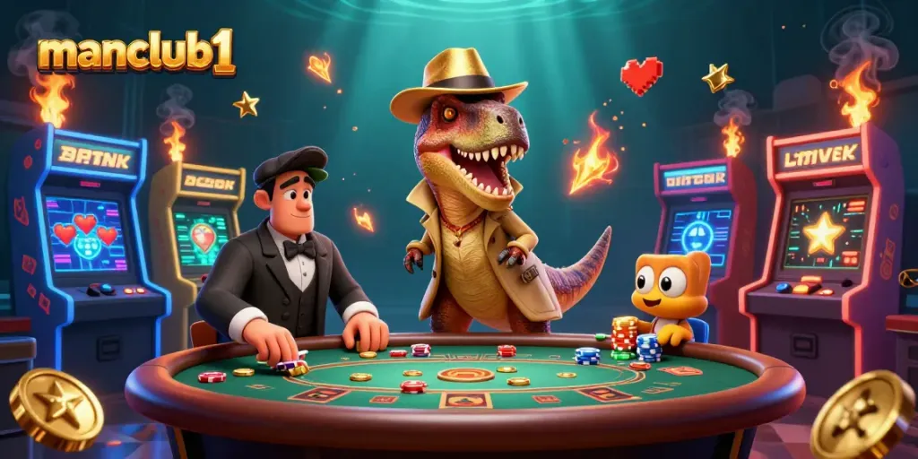manclub1 velociraptor card counter at blackjack table, lit by vibrant casino elements