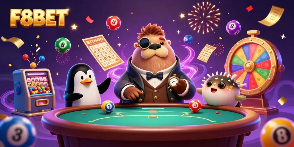 Experience the vibrant underwater casino ambiance with F8BET's animated characters in action.