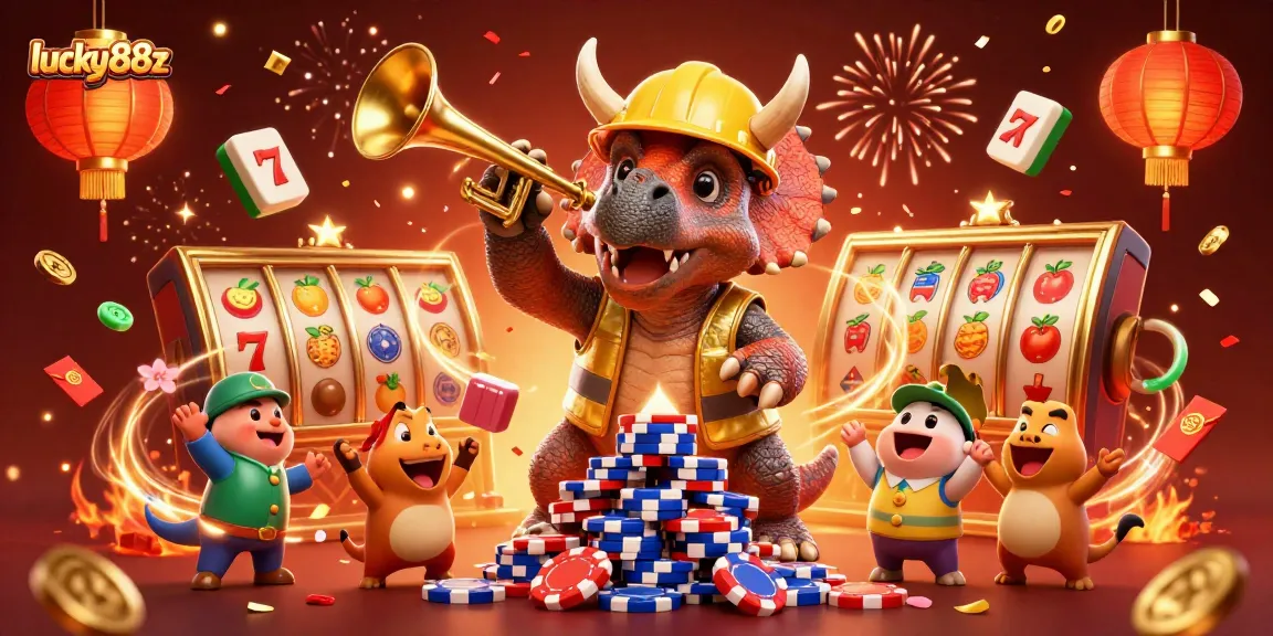Celebrate with lucky88z as vibrant casino elements come alive in a festive 3D illustration.