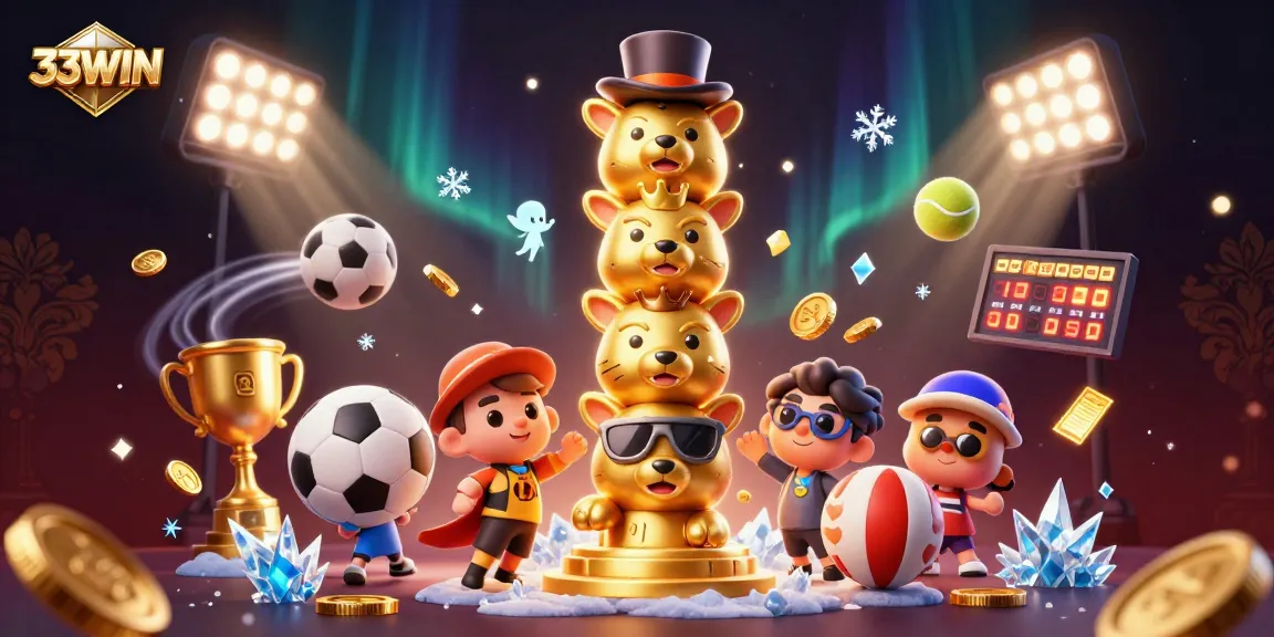 Experience the excitement of 33WIN with animated gaming elements and a dynamic atmosphere.