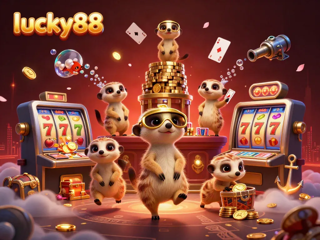 Experience thrilling action with lucky88 in an elaborate meerkat casino scene full of excitement.