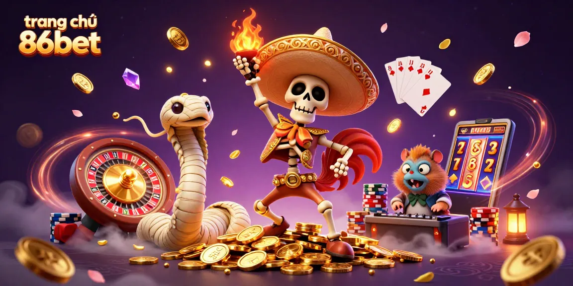 Celebrate winnings at trang chủ 86bet with vibrant casino elements and lively characters.