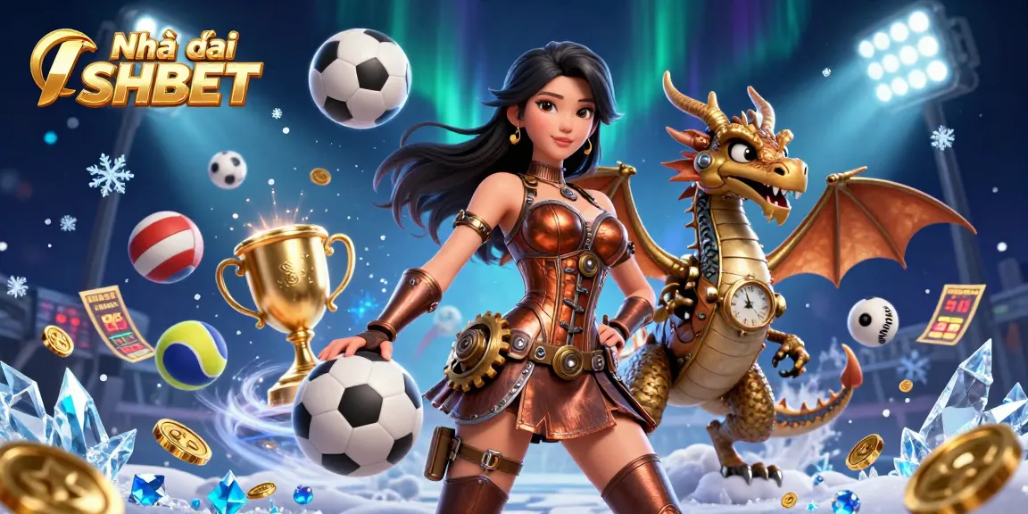 Experience the excitement of Nhà cái SHBET with dynamic sports elements and rich details in a vibrant 3D illustration.