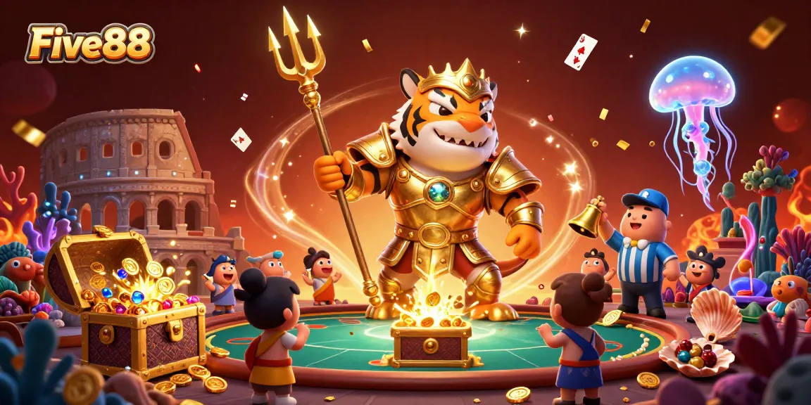 Experience exciting gameplay with Five88's thrilling casino atmosphere illustrated in underwater glory.