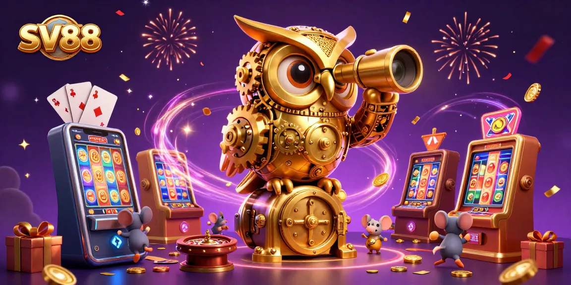 Experience SV88's vibrant casino atmosphere with our animated owl and lively gaming elements.