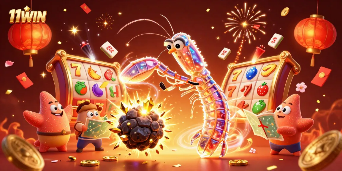 11WIN showcases a vibrant 3D casino scene with dynamic characters and gaming elements.