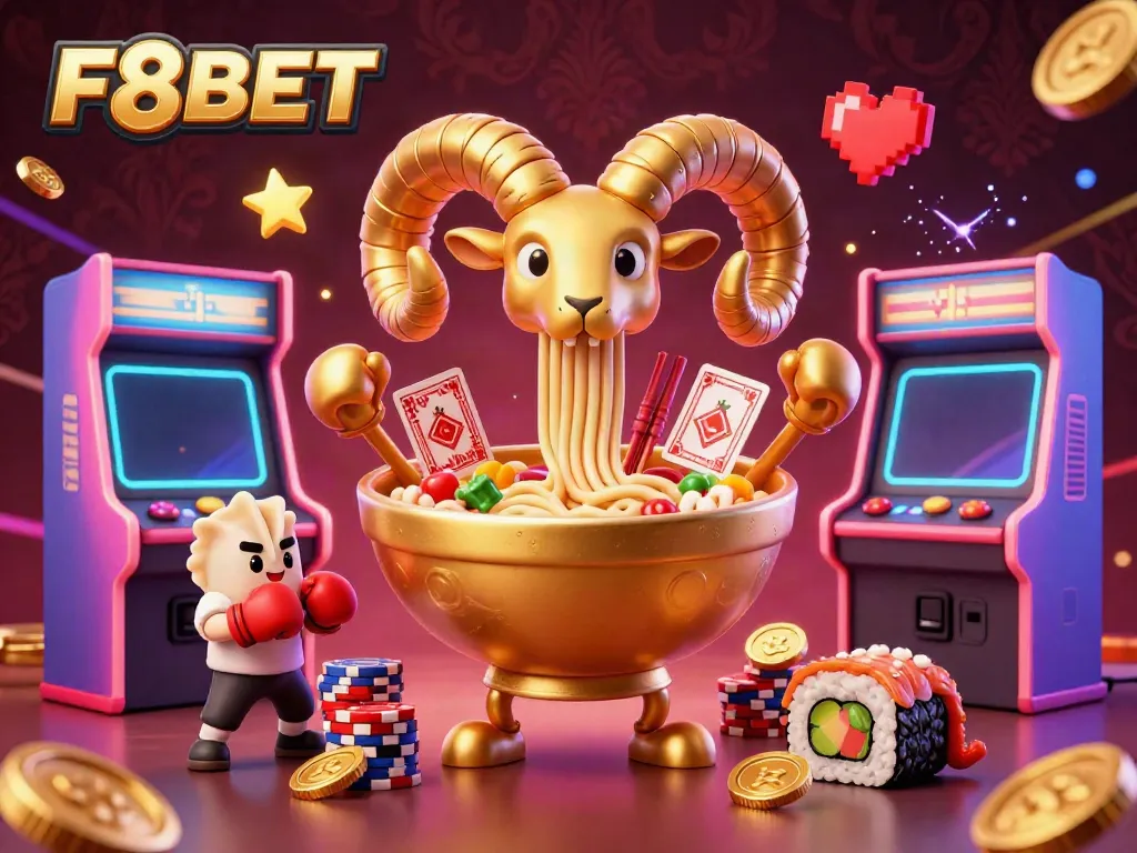 Engage with thrilling gaming at F8BET featuring vibrant arcade scenes and iconic characters.