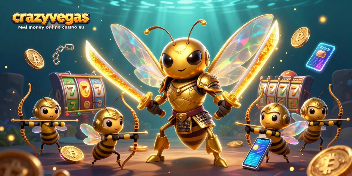 Engage with crazyvegas real money online casino au and enjoy thrilling slot action featuring a cartoon hornet samurai.