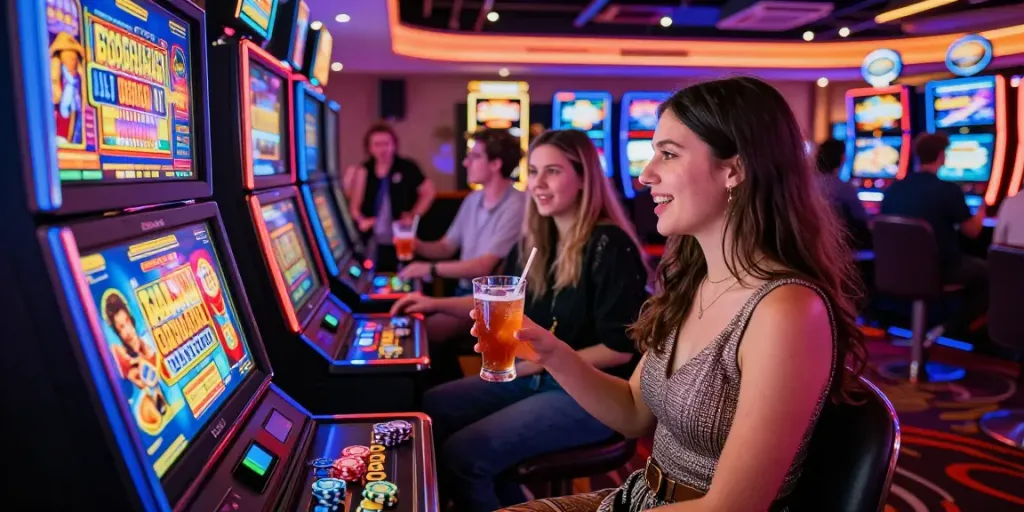 Exciting scene at a UK casino with players enjoying slots not on GamStop