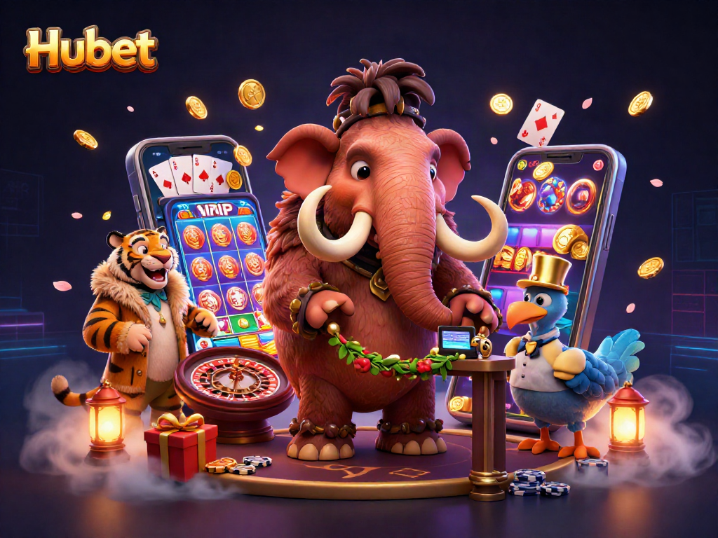 Experience the thrill of Hubet with a vibrant casino scene featuring unique 3D characters.