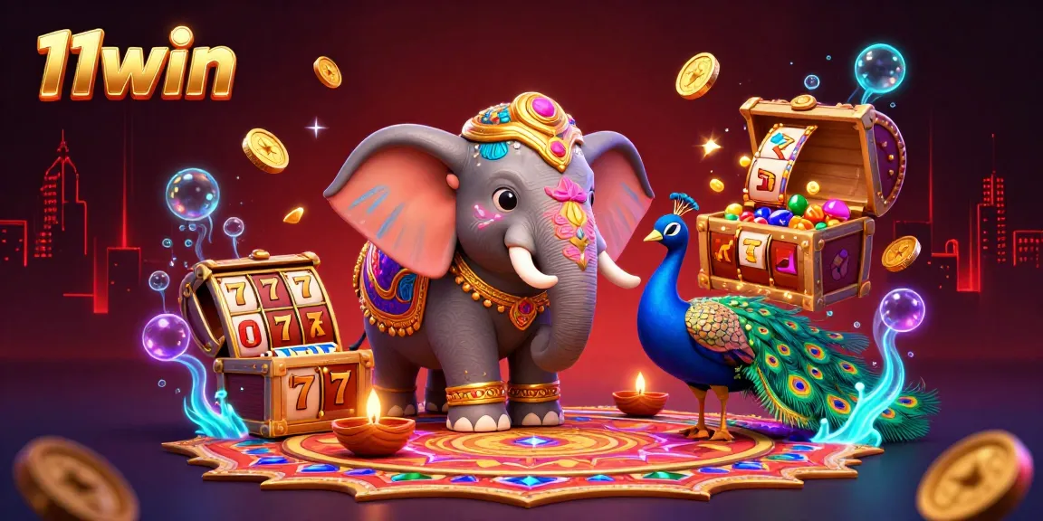 Experience the thrilling 11win casino with vibrant visuals of games and excitement in this dynamic illustration.