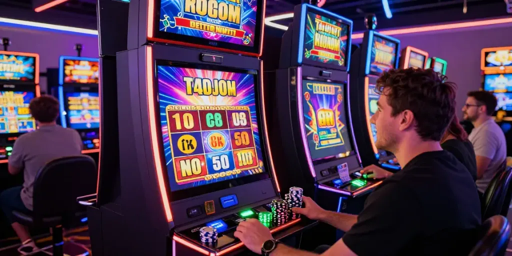 Player celebrating a win at slots not on gamstop with colorful visuals and excitement.