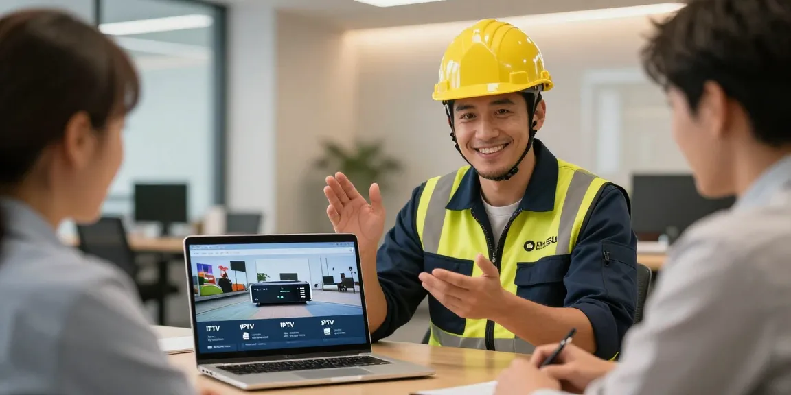 Trusted IPTV UK provider explaining subscription options in a professional setting.