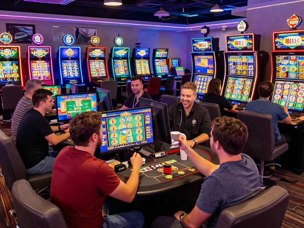 Players enjoying exciting games at non GamStop casinos, showcasing vibrant gaming environment and dynamic atmosphere.